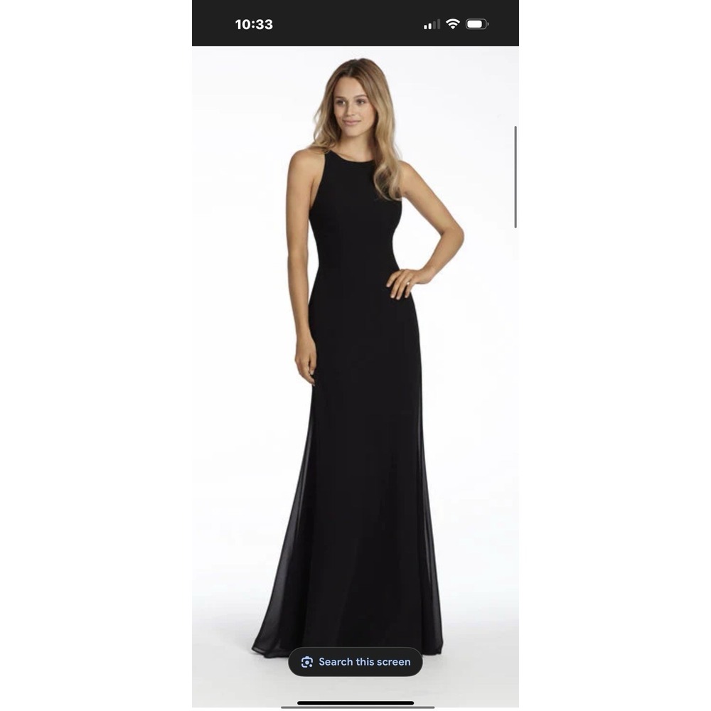 Hayley Paige Black 5714 maxi chiffon size 8 wedding guest modest Prom